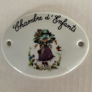 French Porcelain Hand painted Door Plaque by Norlac.
